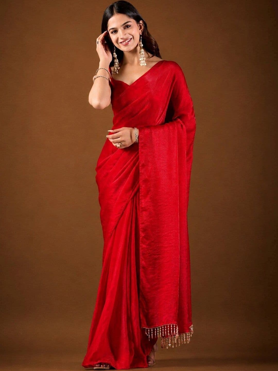 house of kk Beads and Stones Satin Designer Saree thumbnail 7