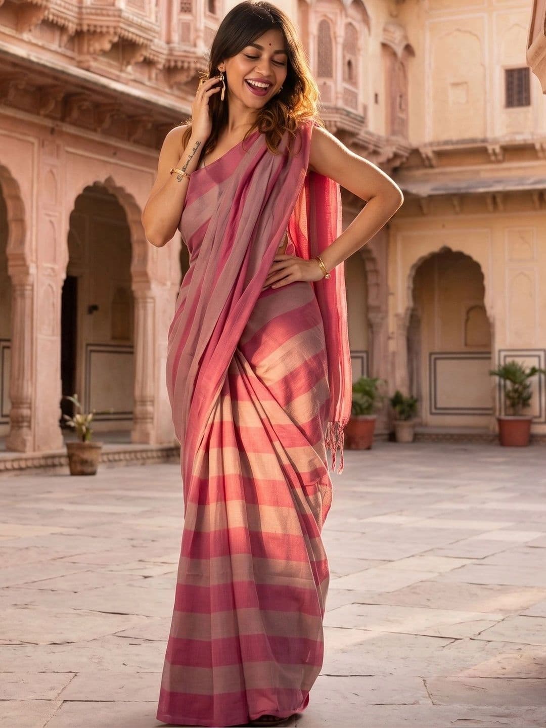 Eecoo Woven Design Zari Linen Blend Saree - view 1