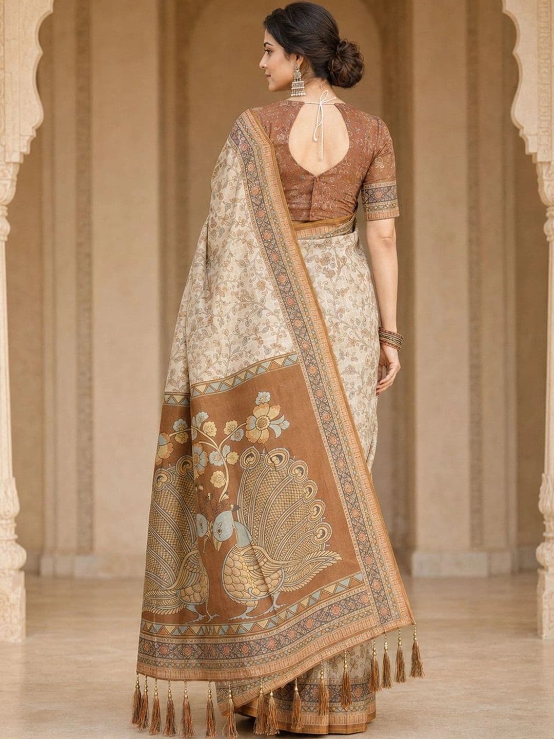 Sun Fashion And Lifestyle Paisley Linen Blend Saree thumbnail 5