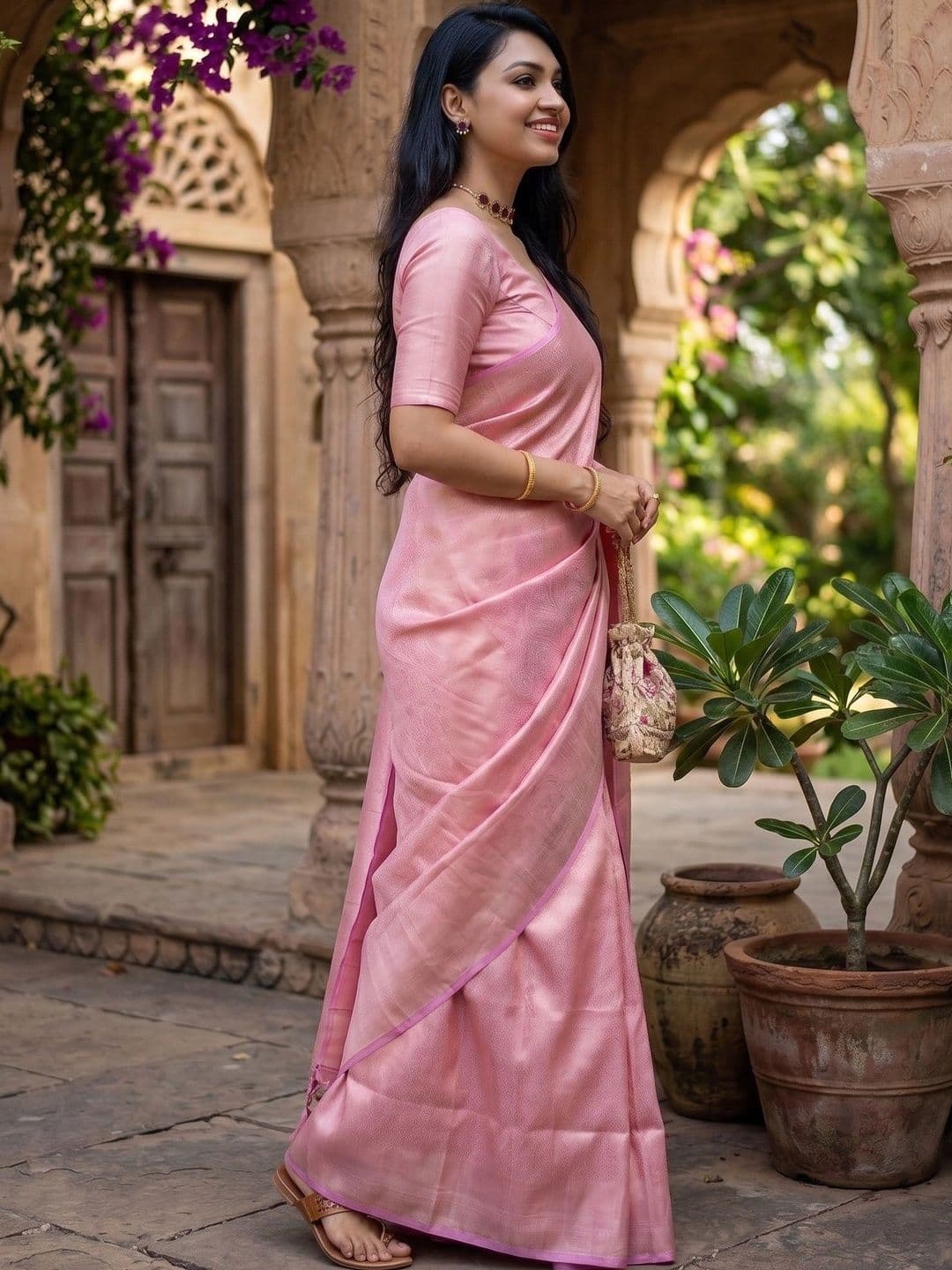 Zimzims Woven Design Zari Art Silk Banarasi Saree thumbnail 3