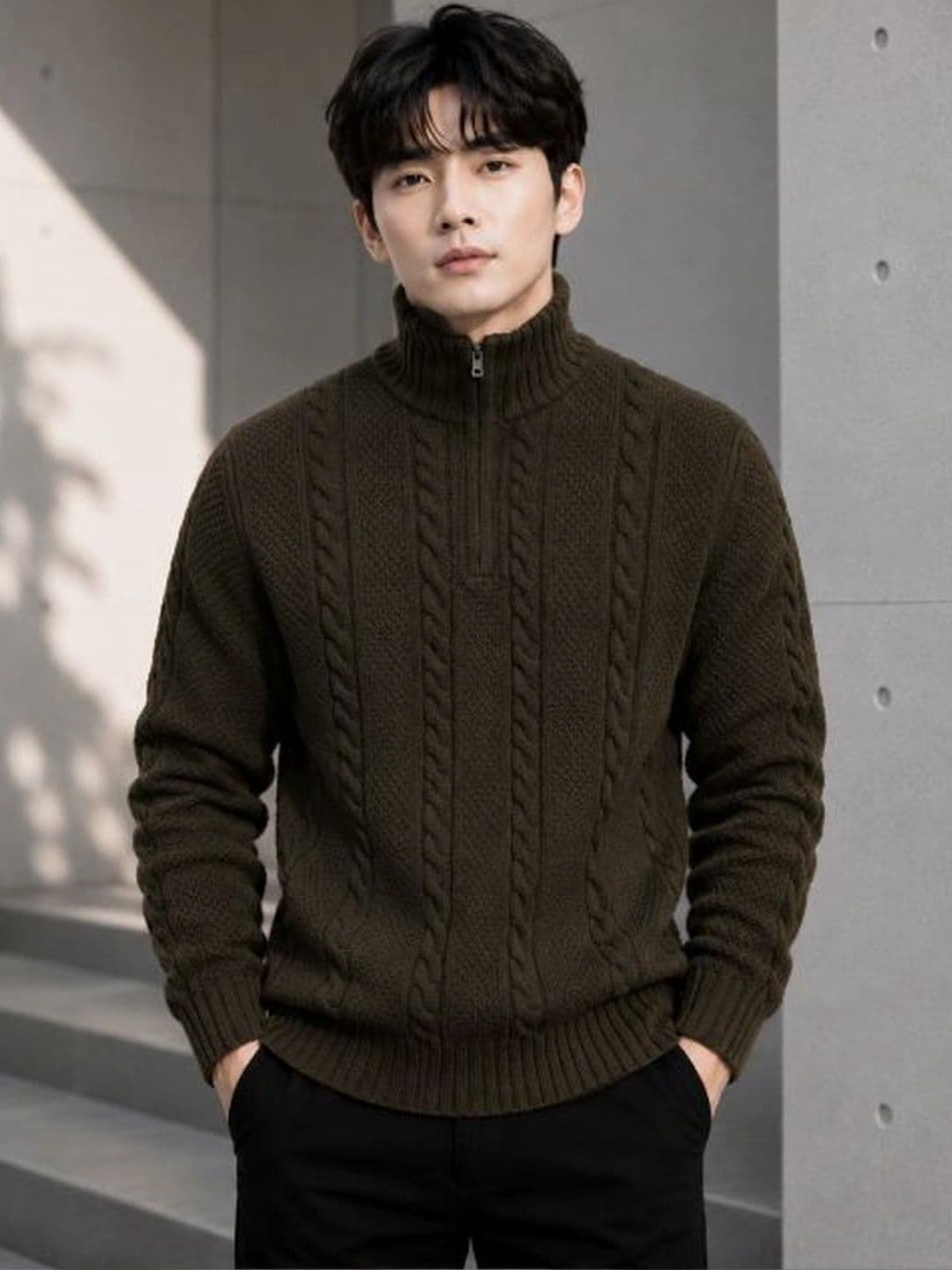 Badlook Men Cable Knit Woollen Pullover thumbnail 3