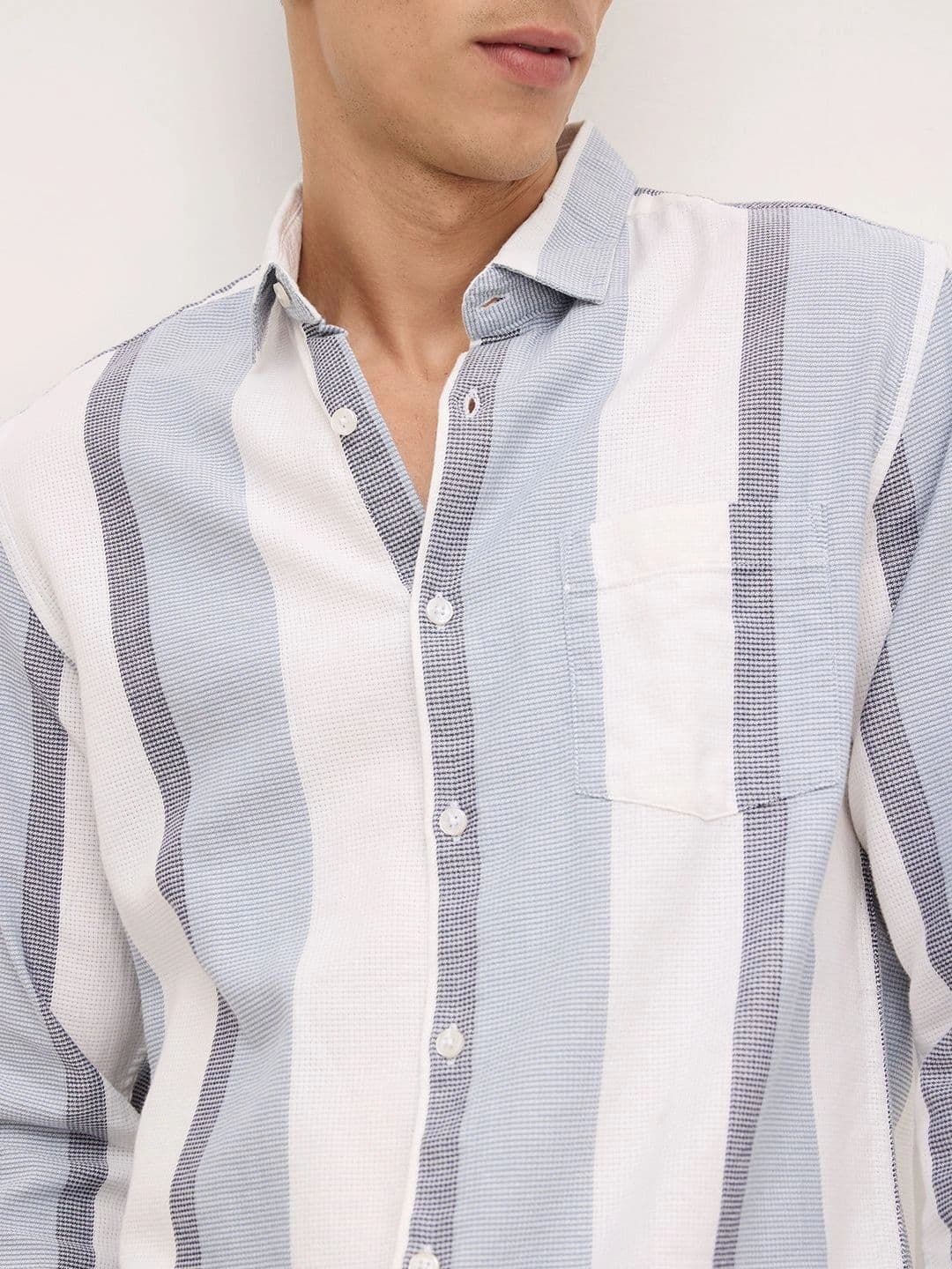 VASTRADO Men Classic Slim Fit Striped Casual Shirt thumbnail 4