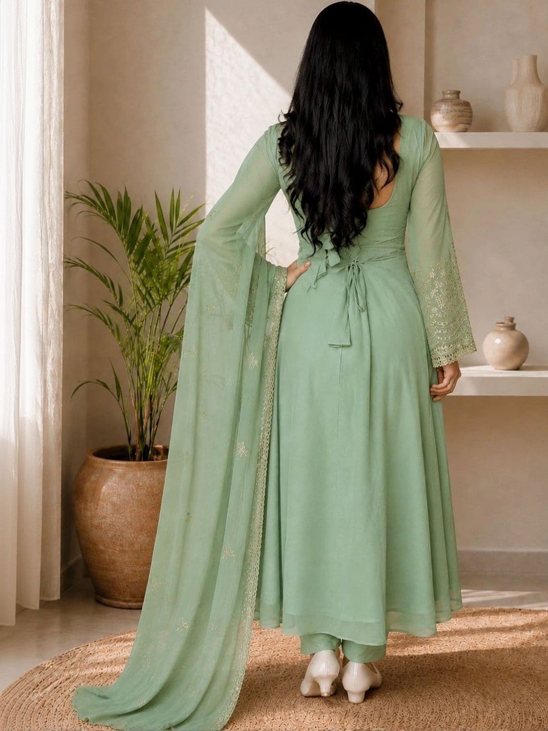 Moda Rapido Women Ethnic Motifs Embroidered Regular Thread Work Kurta with Trousers & With Dupatta thumbnail 4