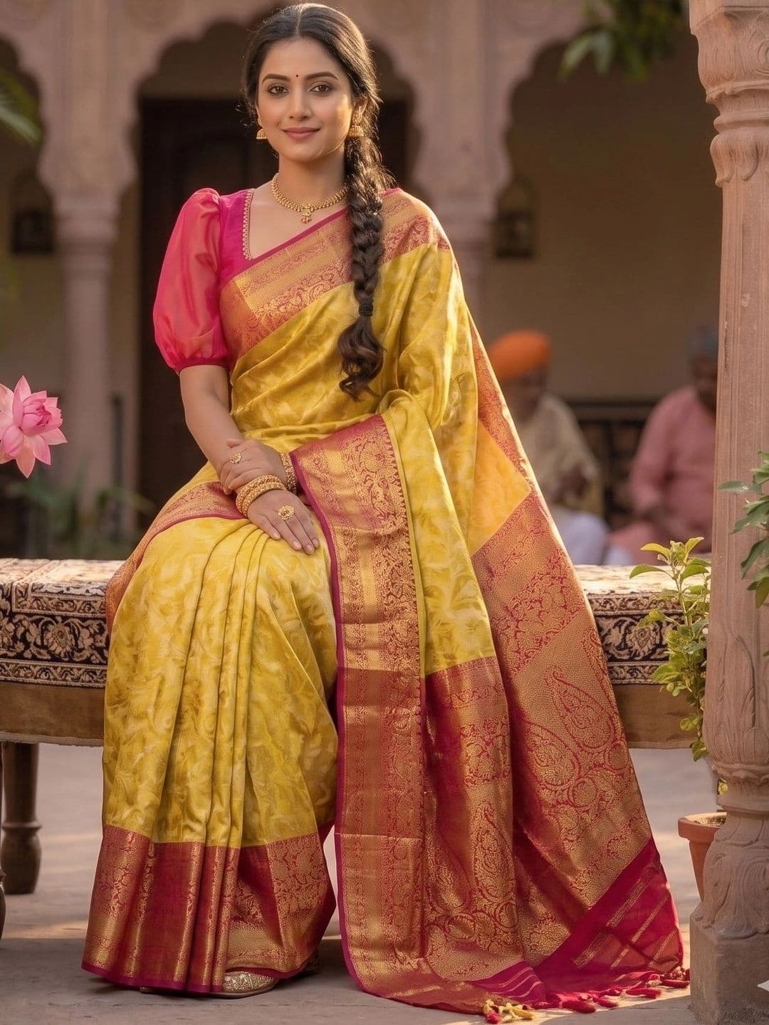 ZARA STAR Woven Design Zari Art Silk Banarasi Saree thumbnail 2