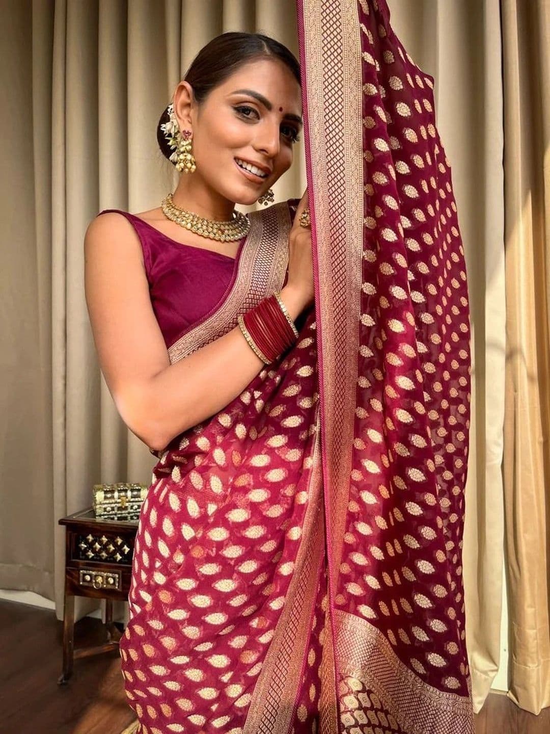 revika Woven Design Zari Art Silk Designer Kanjeevaram Saree thumbnail 4