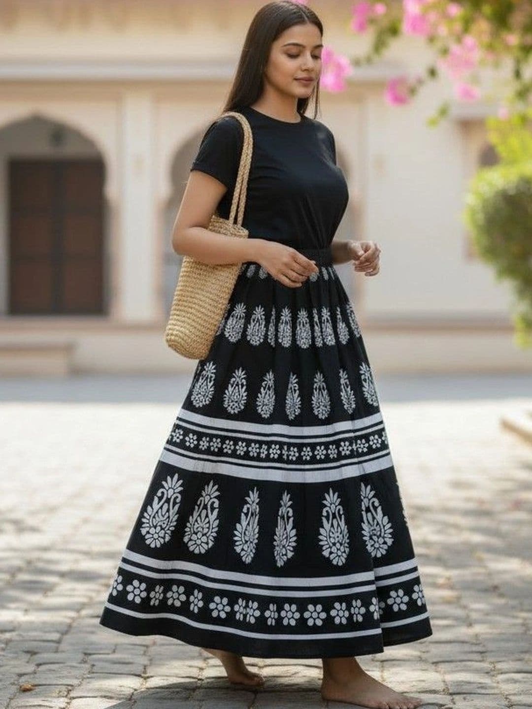 Cot'N Soft Women Pure Cotton Cotton Cambric Paisley Maxi Flared Skirt thumbnail 3