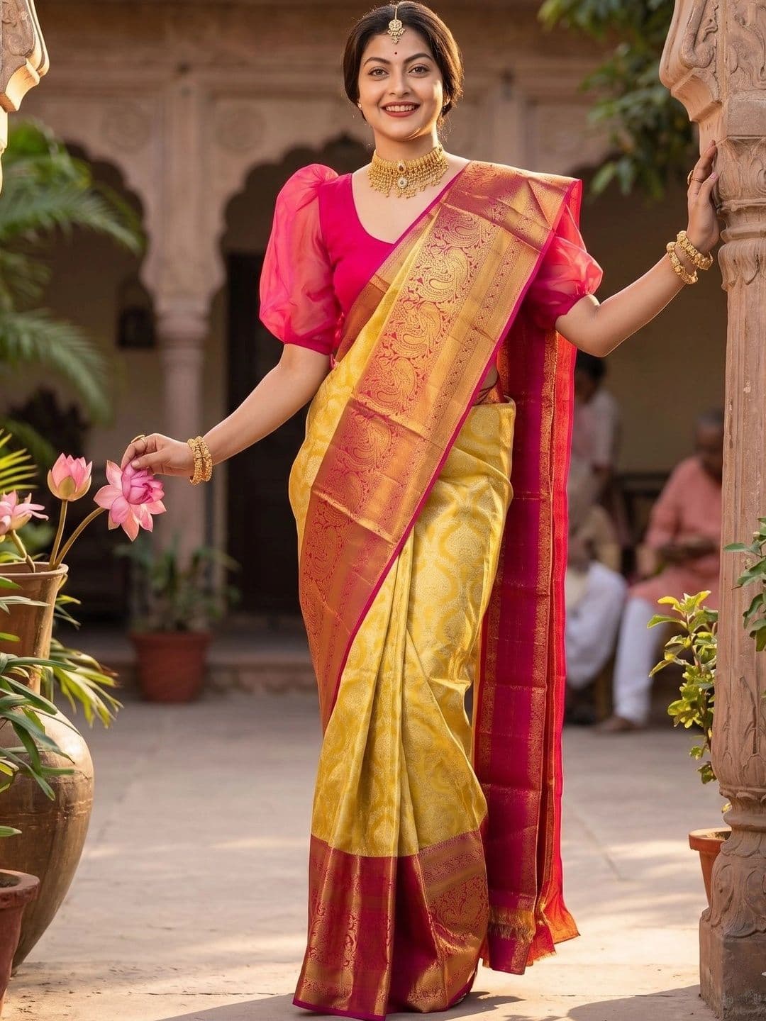 FINFOL Woven Design Zari Art Silk Banarasi Saree - view 1