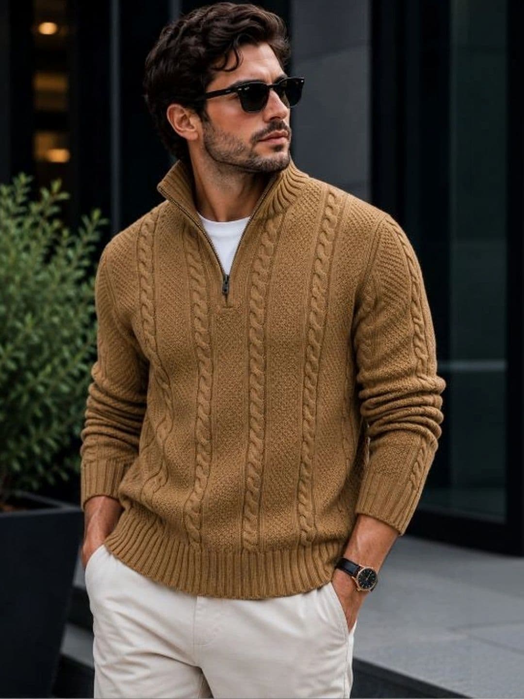 Badlook Men Cable Knit Woollen Pullover - view 1
