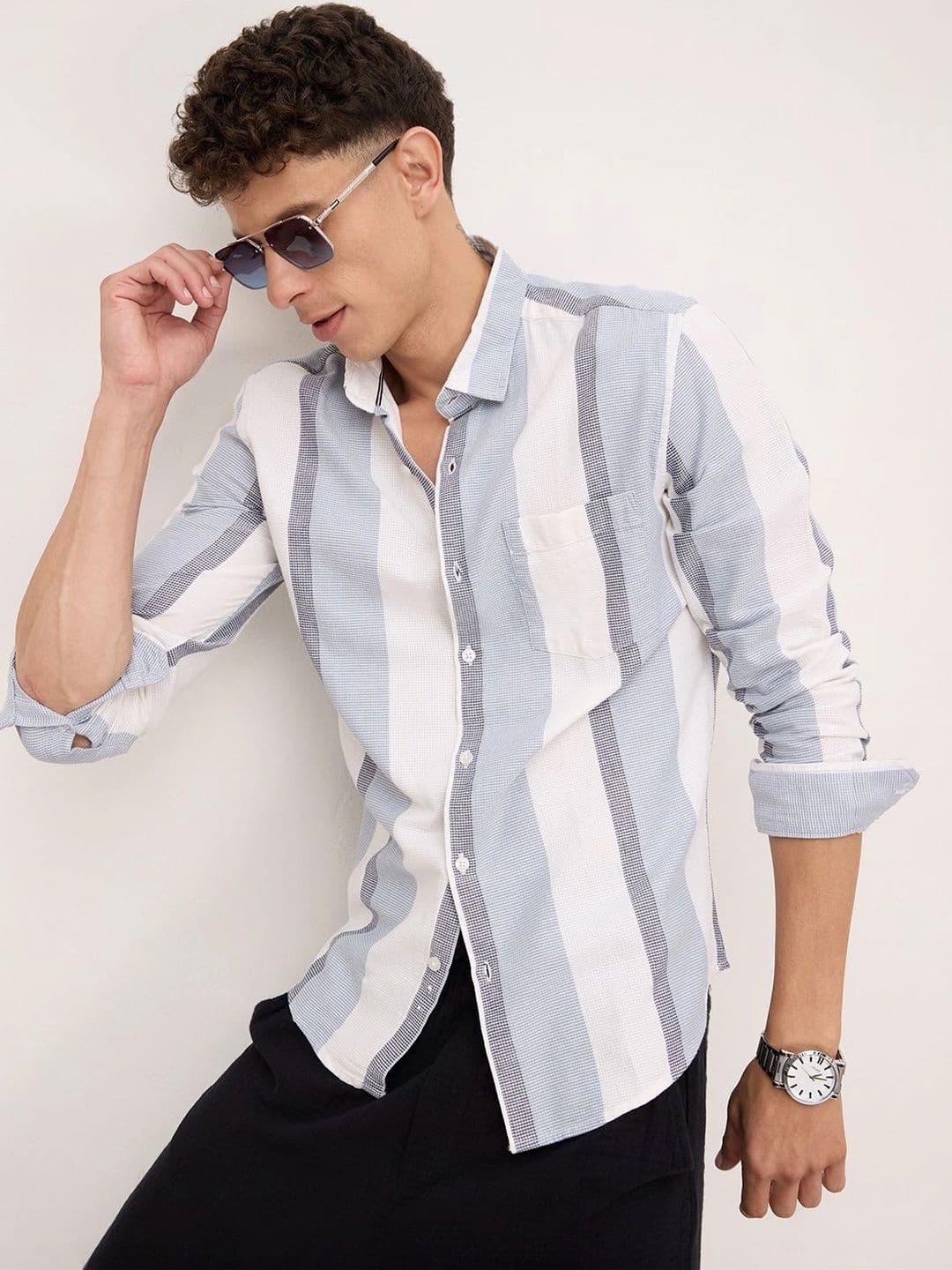 VASTRADO Men Classic Slim Fit Striped Casual Shirt thumbnail 7