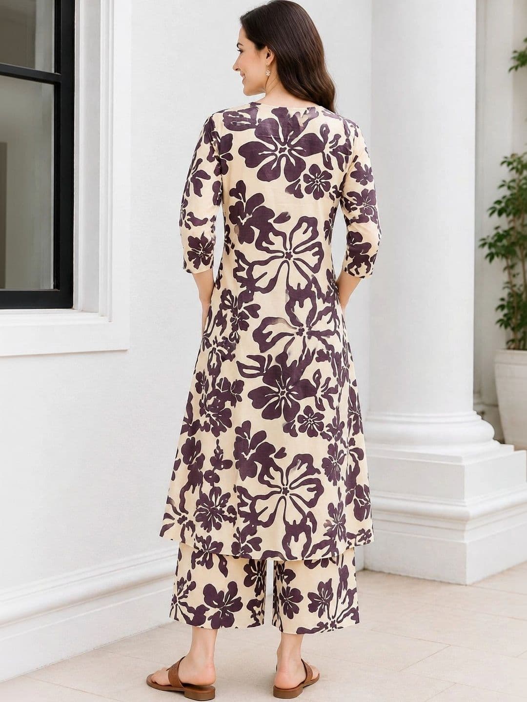 HIVA TRENDZ Women Floral Printed Regular Kurta with Palazzos thumbnail 2