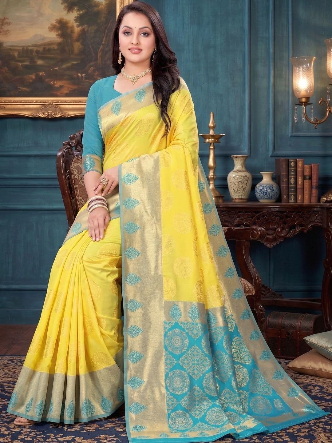 FINFOL Woven Design Zari Art Silk Banarasi Saree thumbnail 4