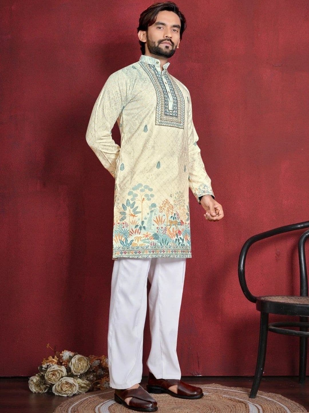 CHARLOTTE GRACIOUS Men Ethnic Motifs Printed Kurta thumbnail 3