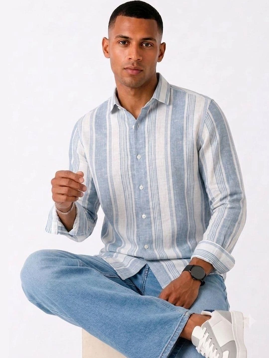 THE OLD MONKEY CO Men Standard Striped Casual Shirt thumbnail 4