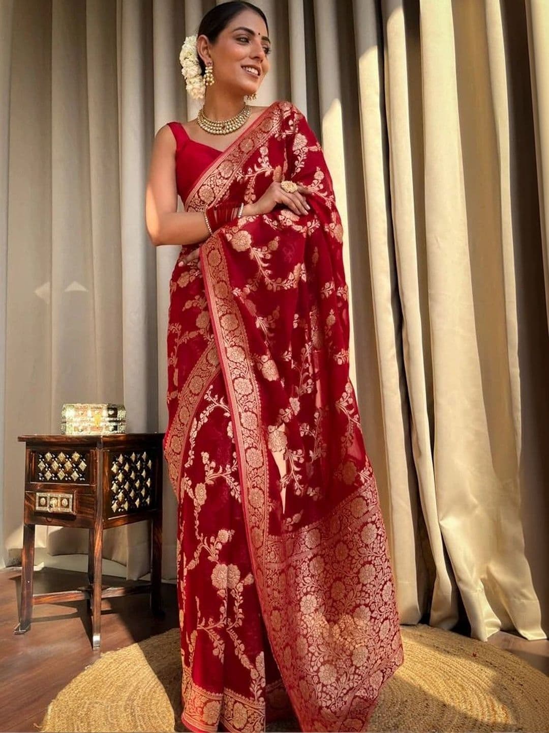revika Woven Design Zari Art Silk Designer Kanjeevaram Saree thumbnail 2
