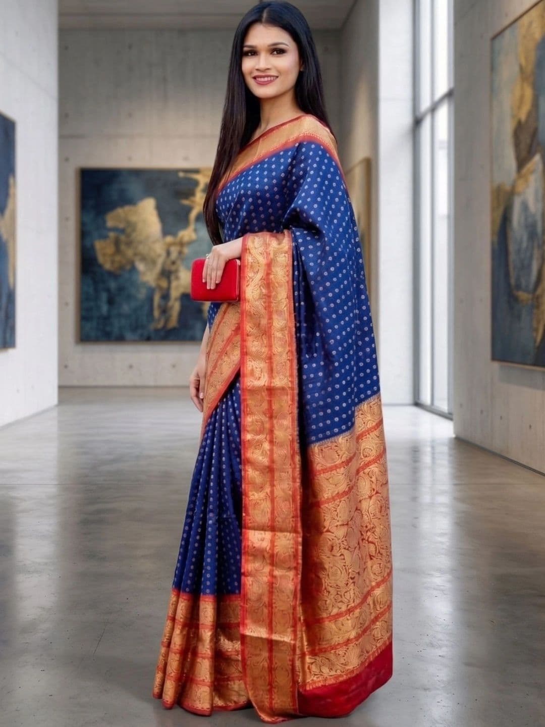 AmiFashion Woven Design Zari Art Silk Banarasi Saree thumbnail 2