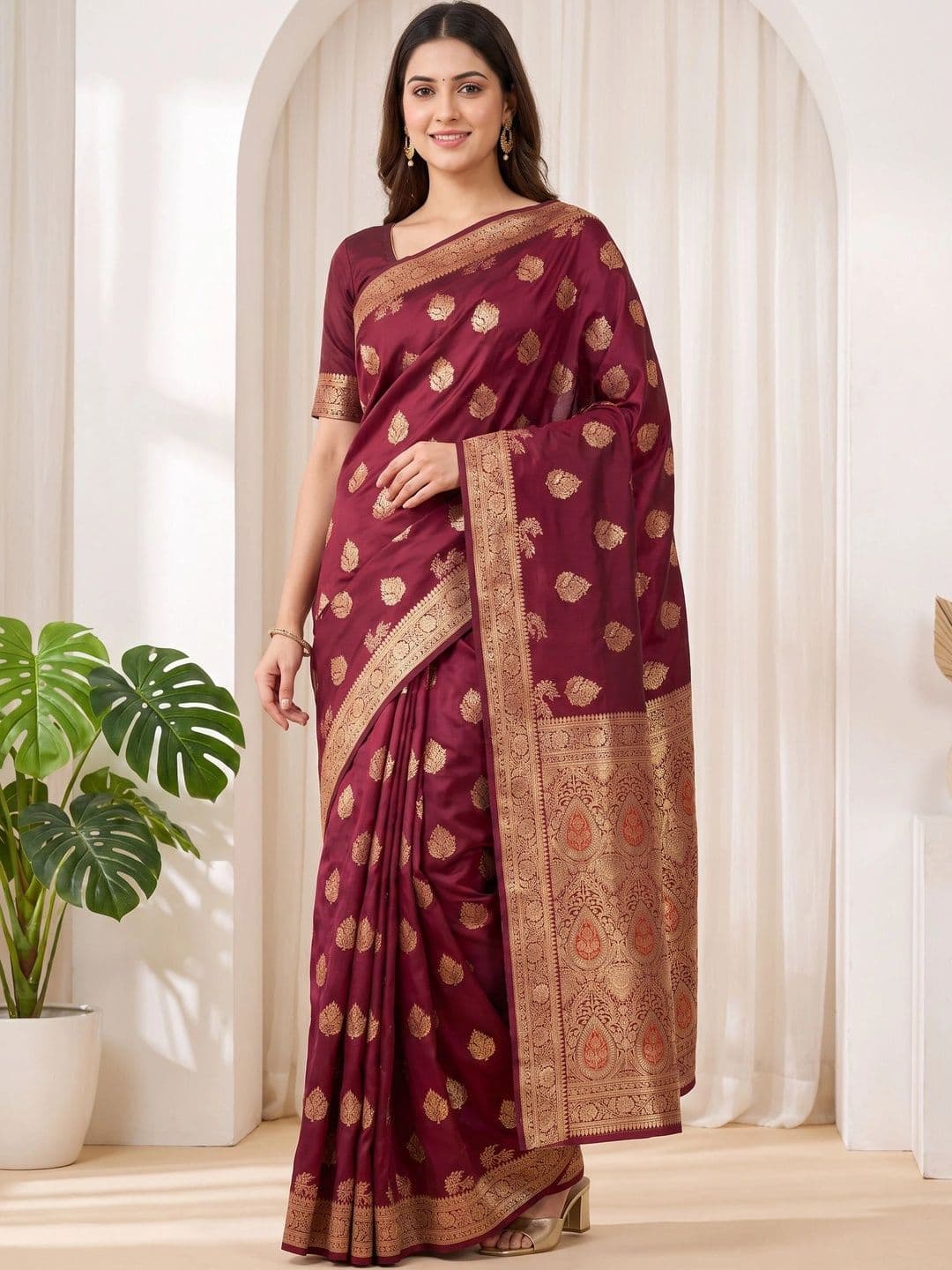 KRISHNA KURTIES Woven Design Zari Art Silk Banarasi Saree - view 1
