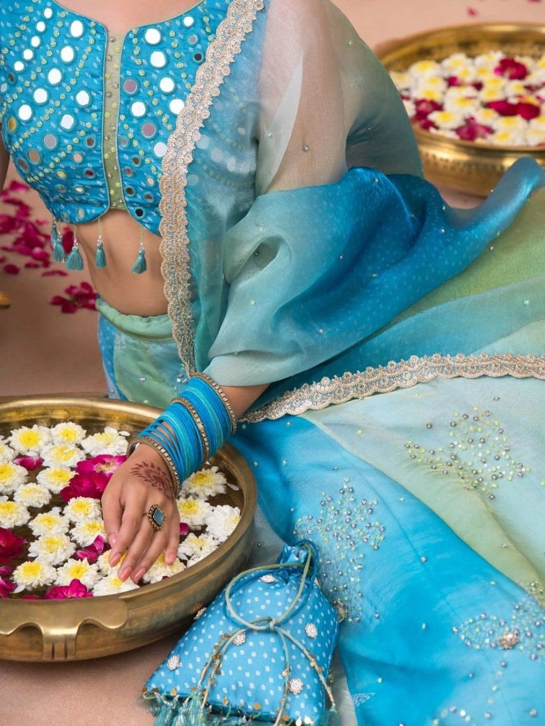 JIVANIS Embellished Mirror Work Ready to Wear Lehenga & Blouse With Dupatta thumbnail 2