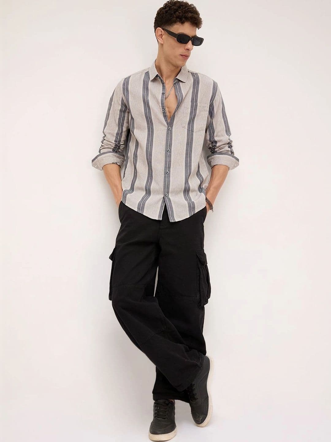 VASTRADO Men Classic Slim Fit Striped Casual Shirt thumbnail 2