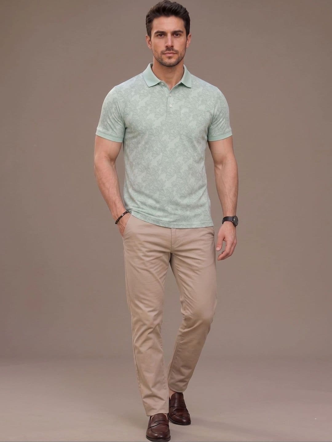 Roadster Men Floral Printed Polo Collar Pockets T-shirt thumbnail 4
