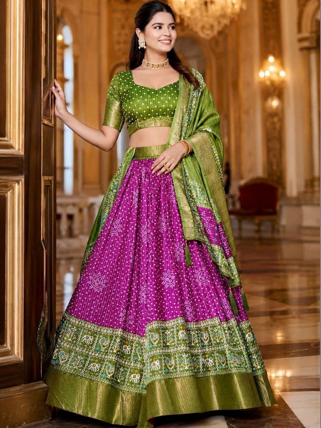 House of Pataudi Semi-Stitched Lehenga & Unstitched Blouse Taping - view 1