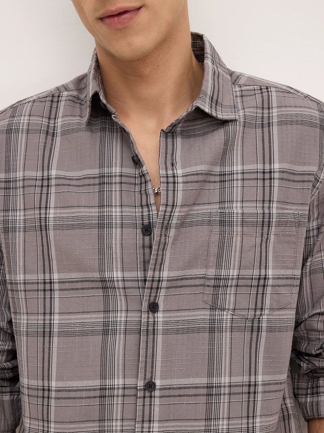 VASTRADO Men Classic Slim Fit Checked Casual Shirt thumbnail 6