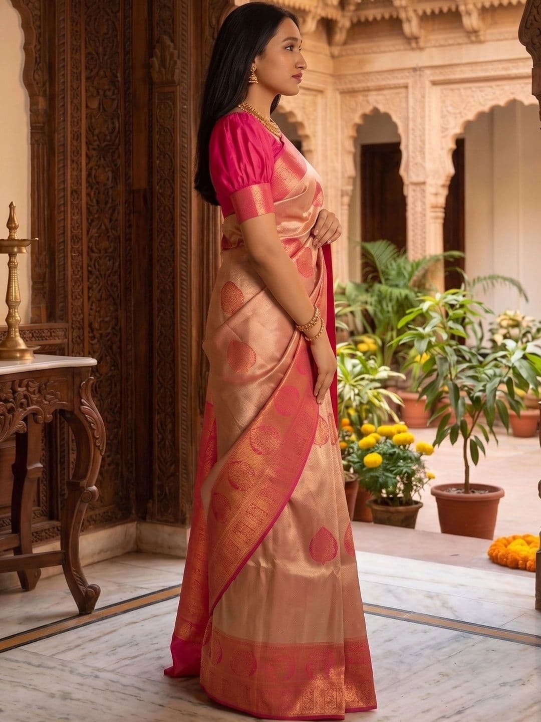 Zimzims Woven Design Zari Art Silk Banarasi Saree thumbnail 2