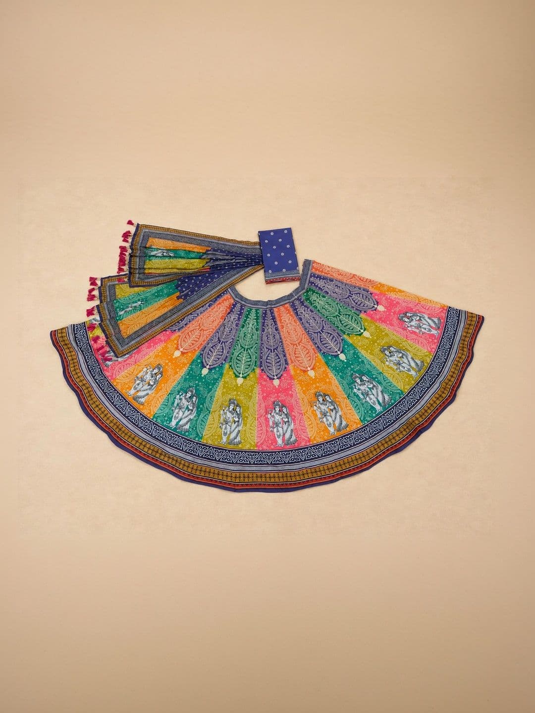 KAHIRAA WHOLETEX Printed Semi-Stitched Lehenga & Unstitched Blouse With Dupatta thumbnail 3