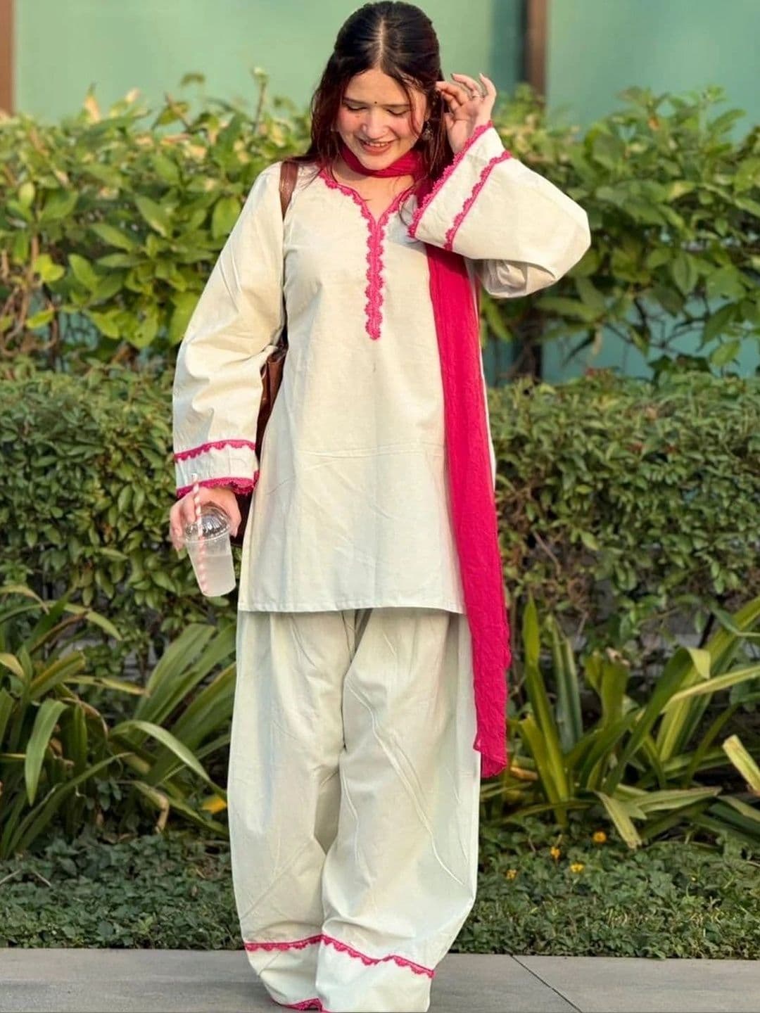 SHIVHET FAB Women Regular Thread Work Pure Cotton Kurta with Patiala & With Dupatta thumbnail 5