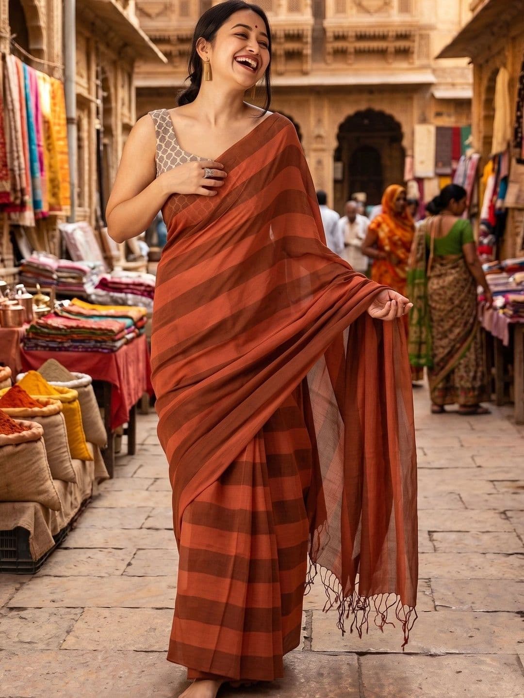 YASHASVI FASHION Woven Design Zari Linen Blend Saree - view 1