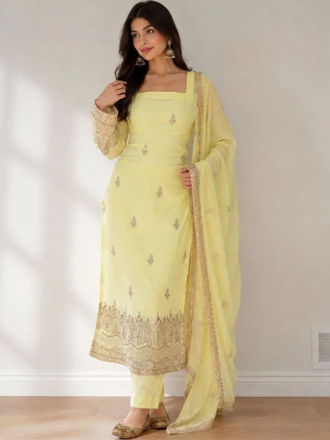 Moda Rapido Women Ethnic Motifs Embroidered Regular Kurta with Trousers & With Dupatta - view 1