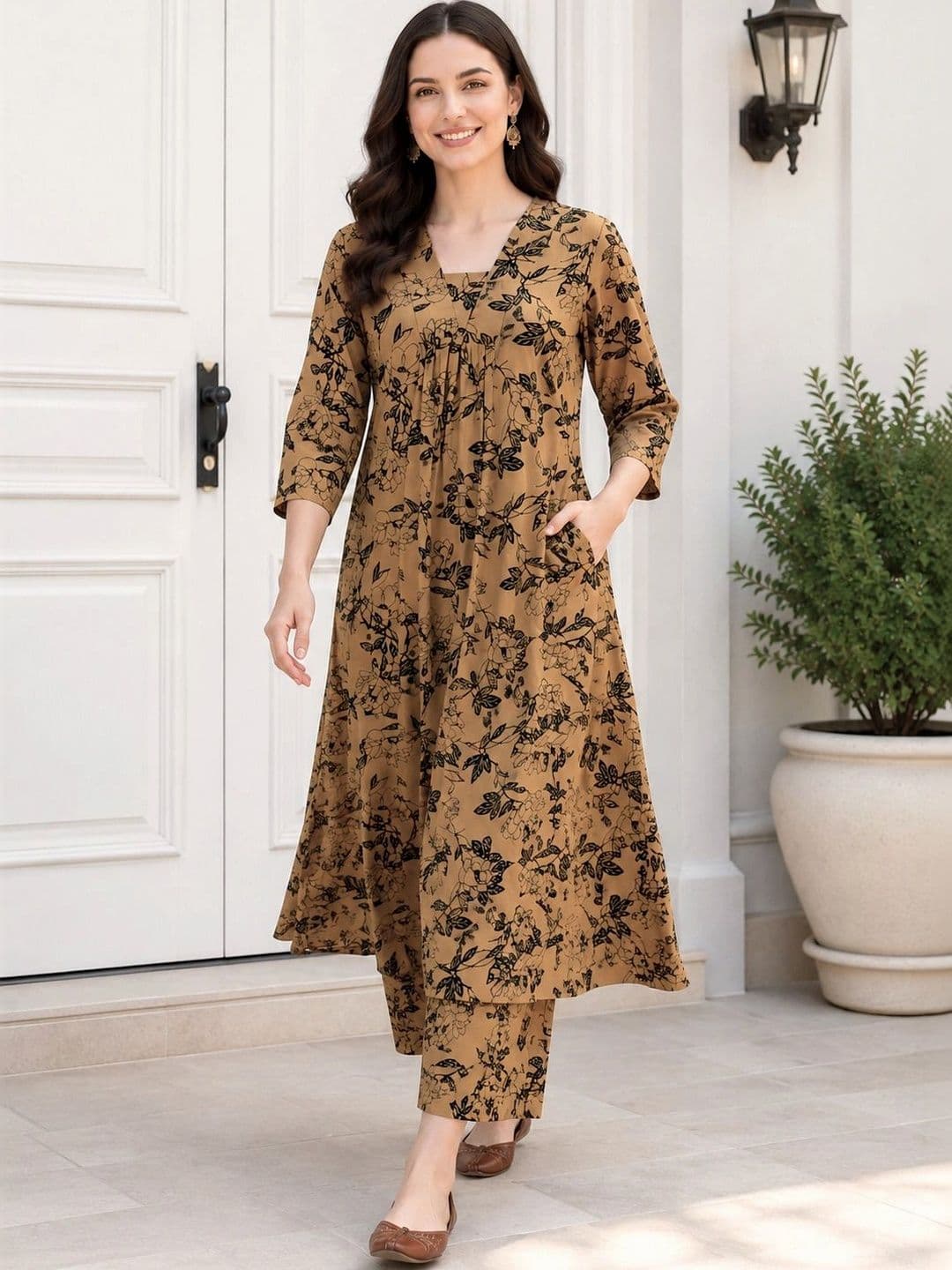 HIVA TRENDZ Women Floral Printed Regular Kurta with Trousers - view 1