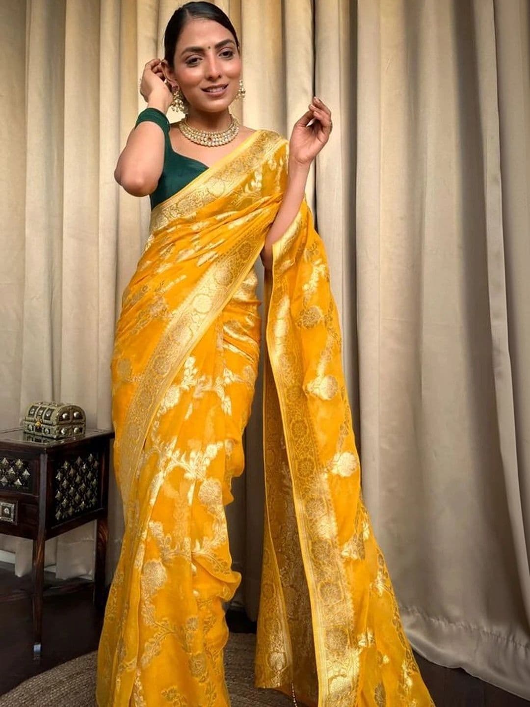 revika Woven Design Zari Art Silk Designer Kanjeevaram Saree thumbnail 2