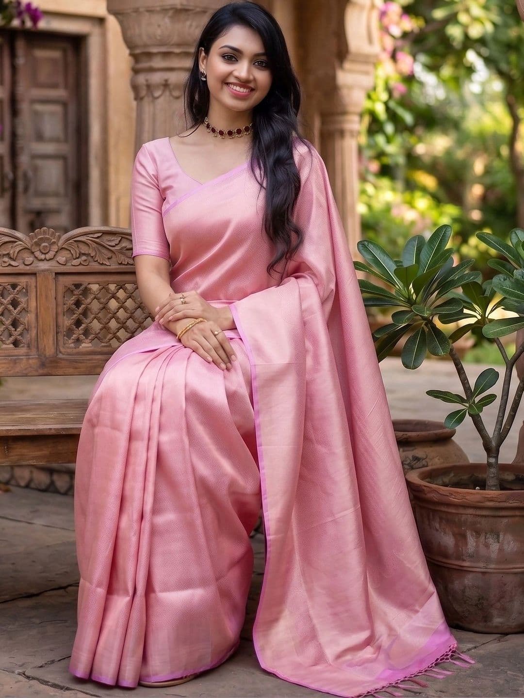 Zimzims Woven Design Zari Art Silk Banarasi Saree thumbnail 5