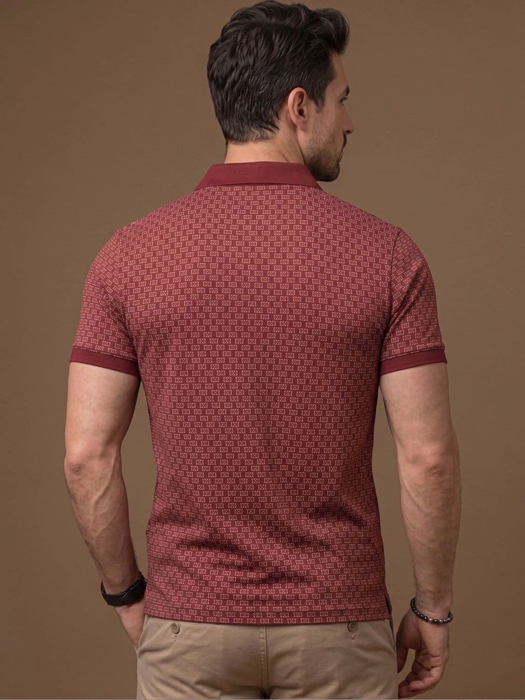Roadster Men Printed Polo Collar T-shirt thumbnail 3