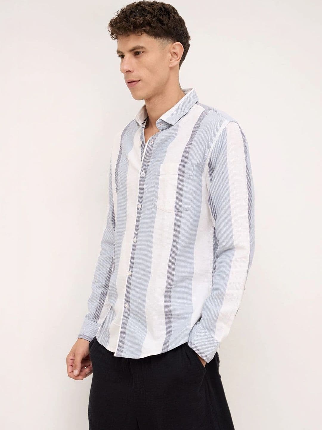 VASTRADO Men Classic Slim Fit Striped Casual Shirt thumbnail 5