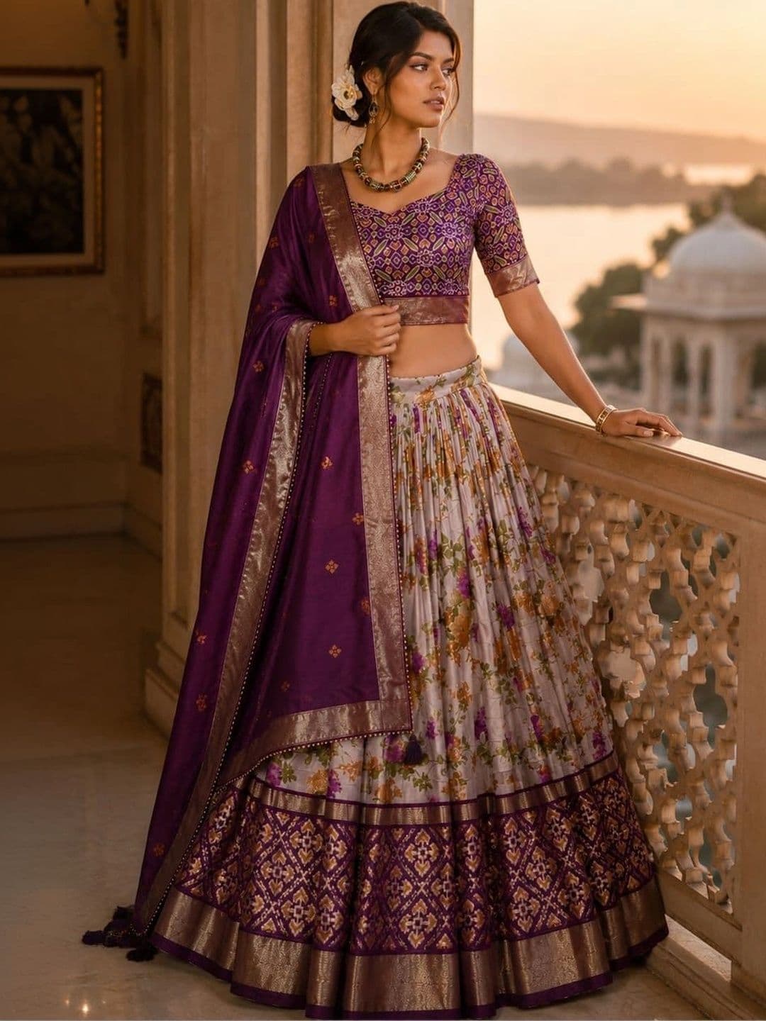 House of Pataudi Semi-Stitched Lehenga & Unstitched Blouse Taping thumbnail 4
