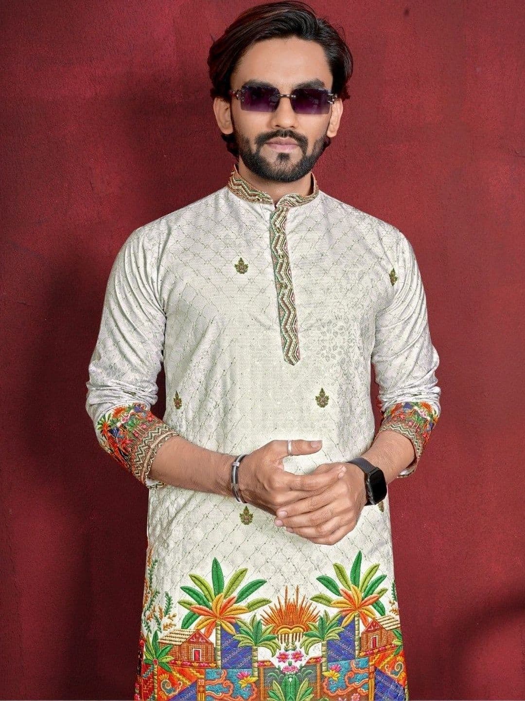 CHARLOTTE GRACIOUS Men Embellished Thread Work Kurta thumbnail 3
