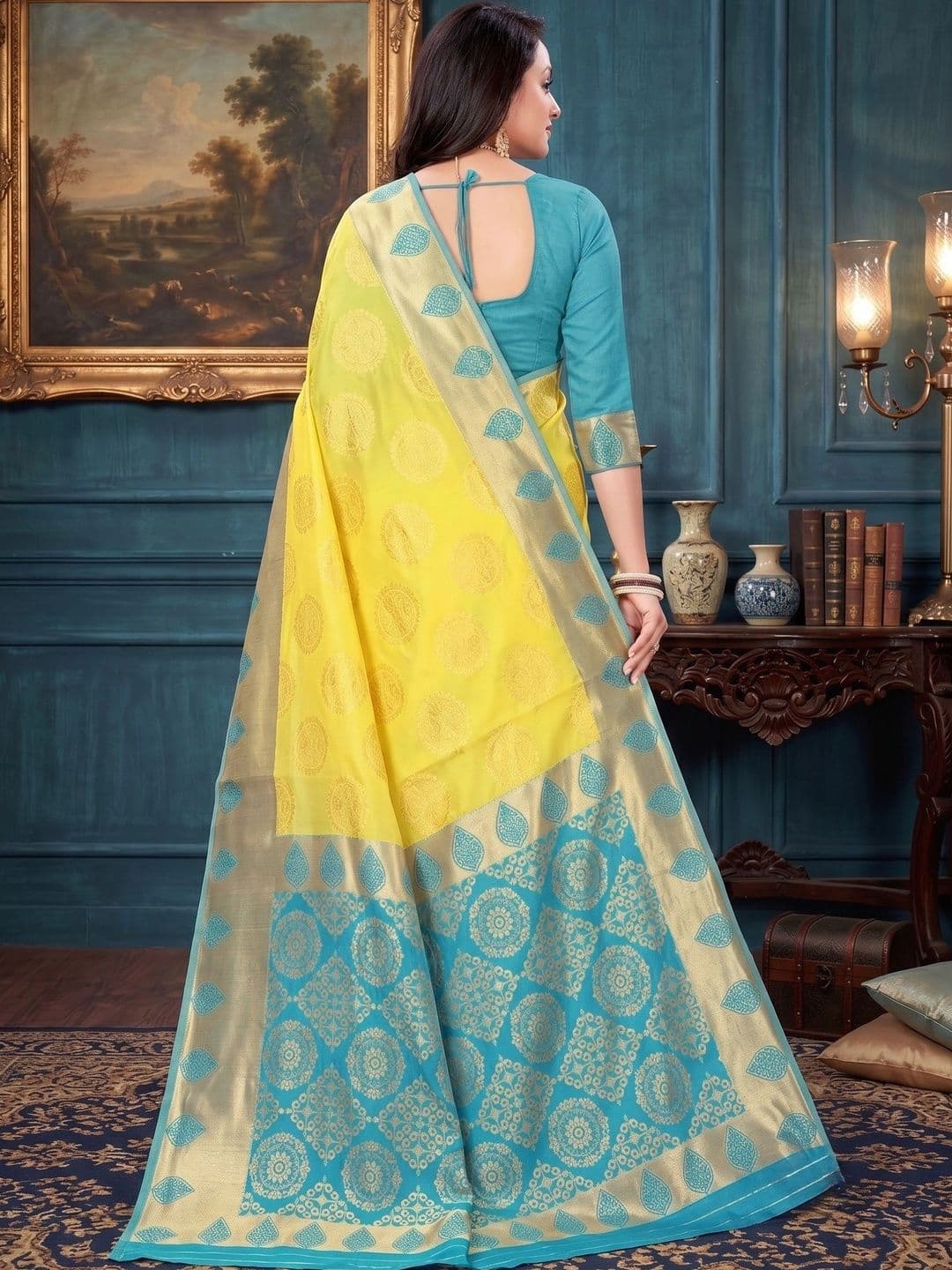 AdoreeStitch Woven Design Zari Art Silk Banarasi Saree thumbnail 3