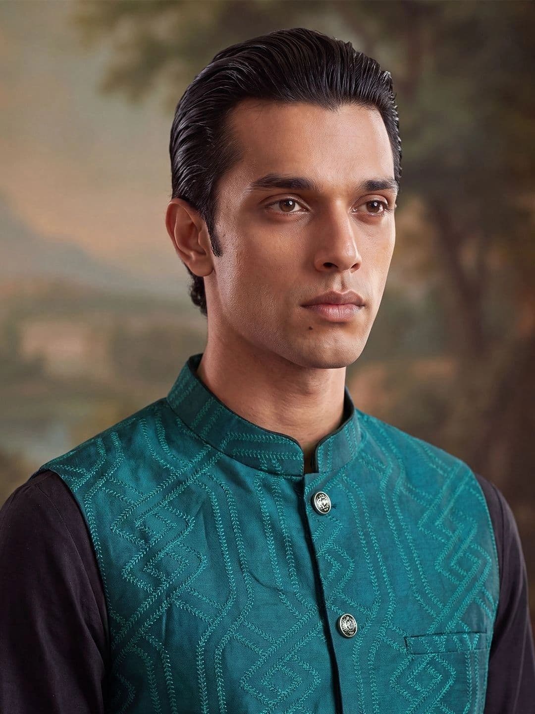 Ethnic Bay Jacquard Woven Design Nehru Jackets thumbnail 4