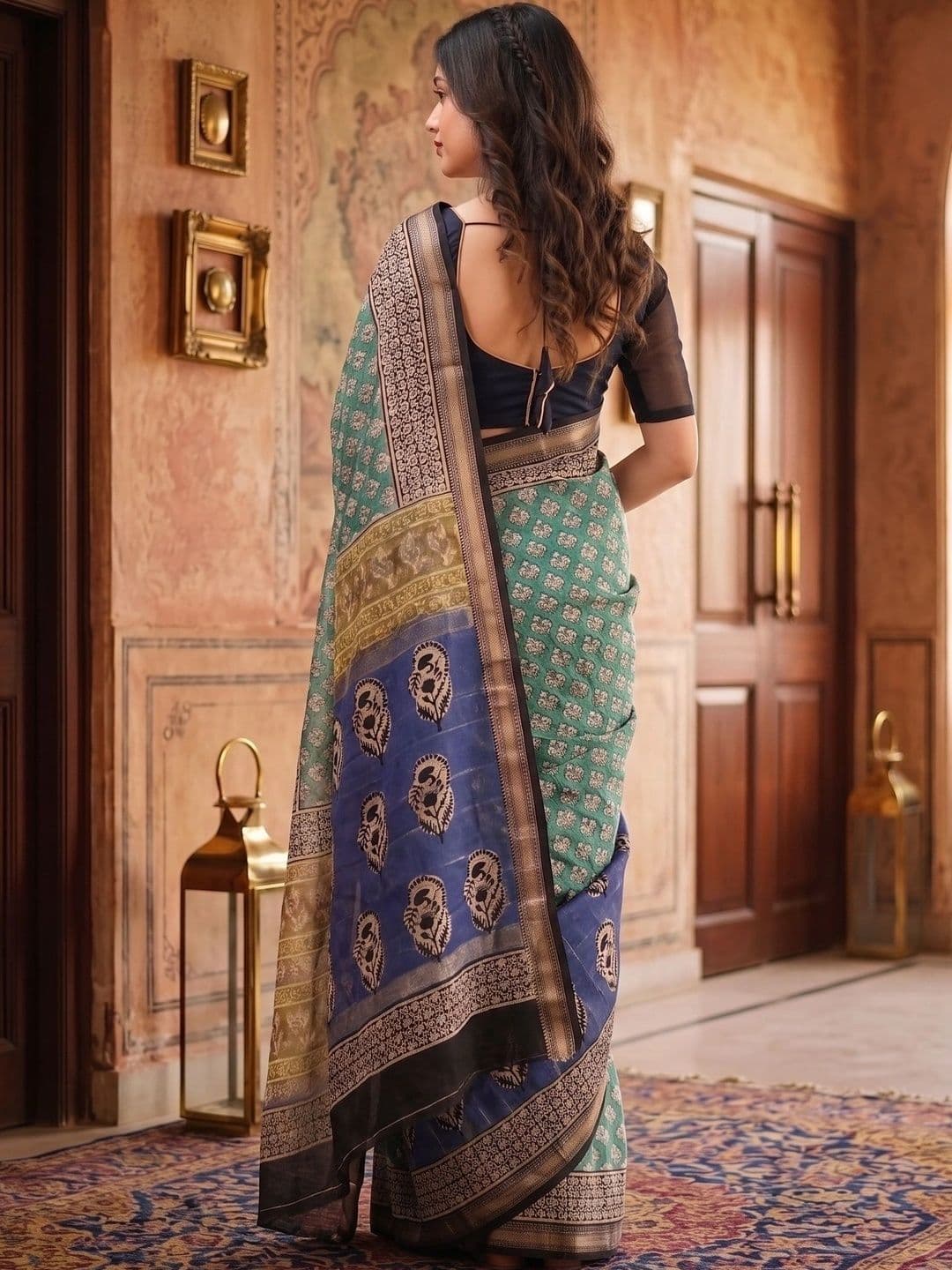 Vidula FashionEthnic Motifs Printed Cotton Silk Zari Saree thumbnail 6
