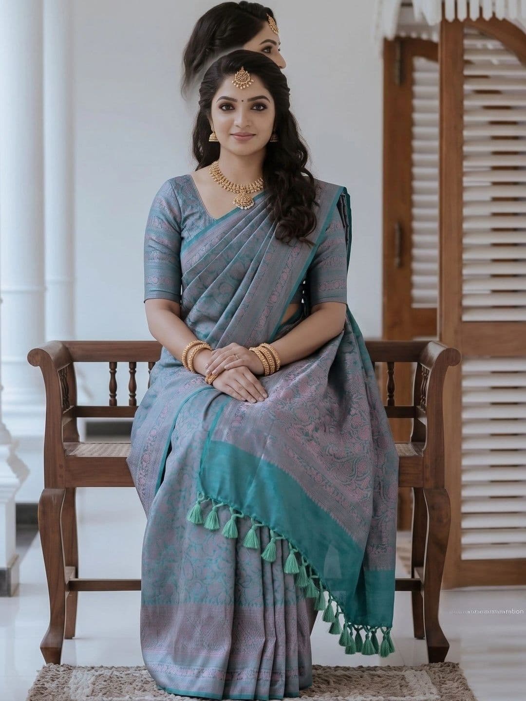 AJ FASHION PLUS Woven Design Zari Art Silk Banarasi Saree thumbnail 3
