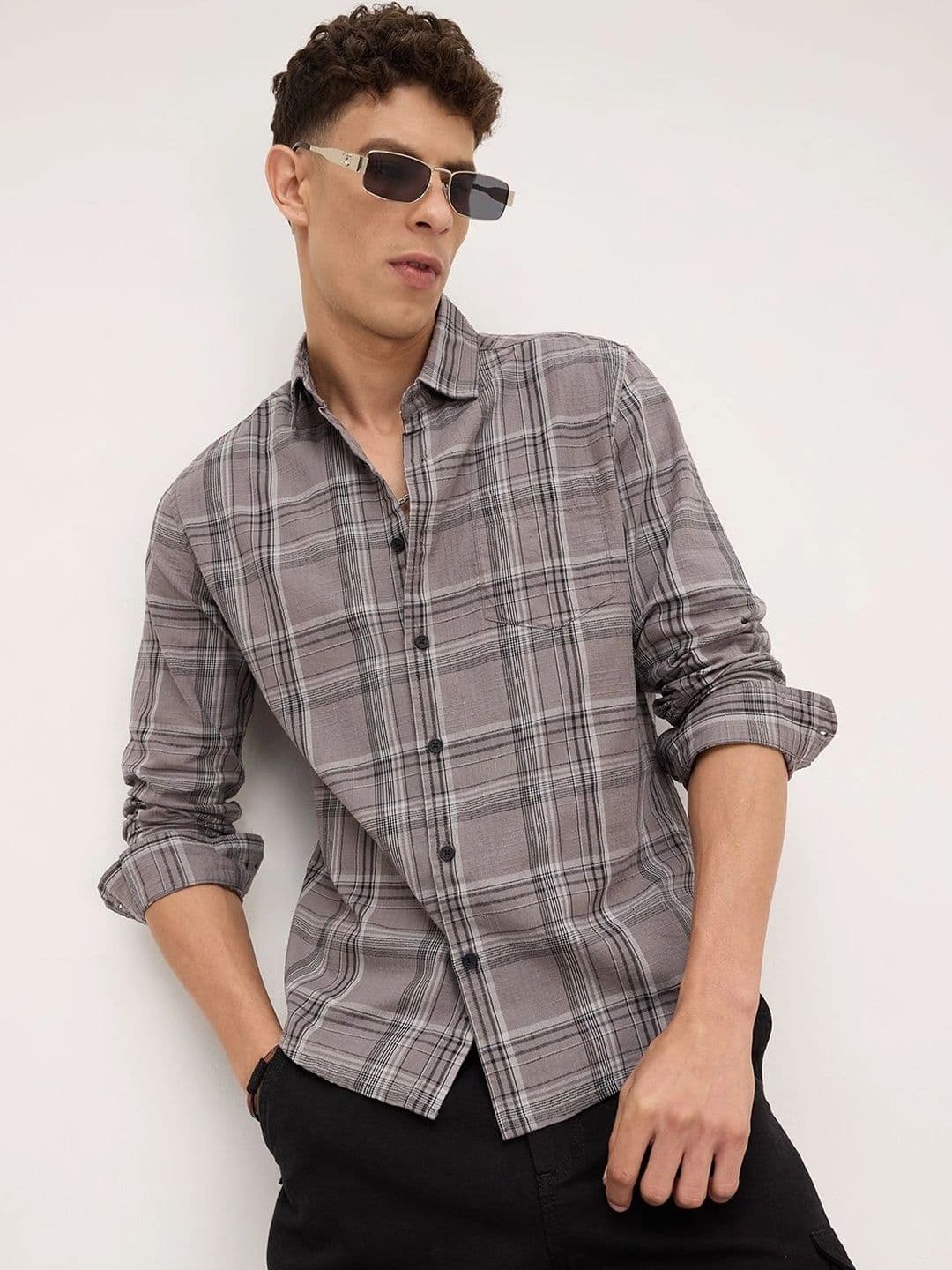 VASTRADO Men Classic Slim Fit Checked Casual Shirt thumbnail 2
