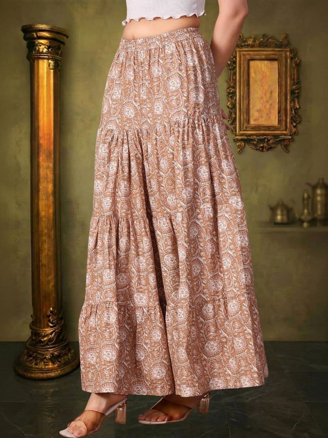 House of Sakhhi Women Floral Maxi Tiered Skirt thumbnail 3