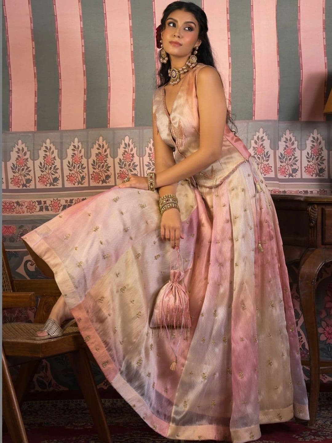JIVANIS Women Embroidered Thread Work Lehenga Choli thumbnail 2