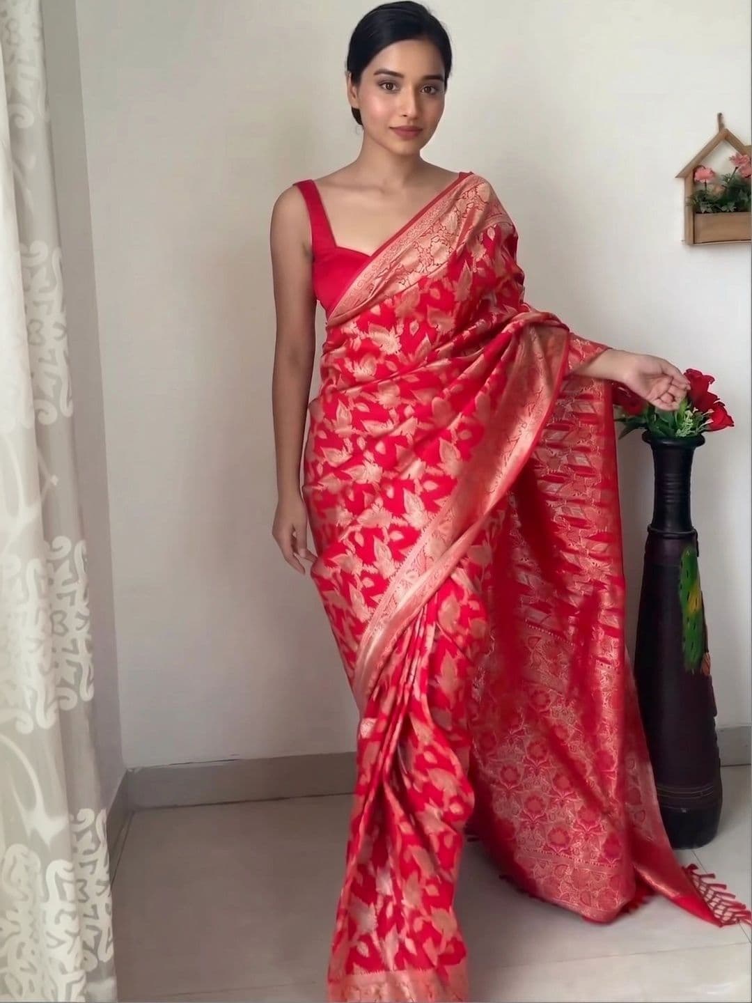 you shop we ship Woven Design Zari Art Silk Banarasi Saree - view 1