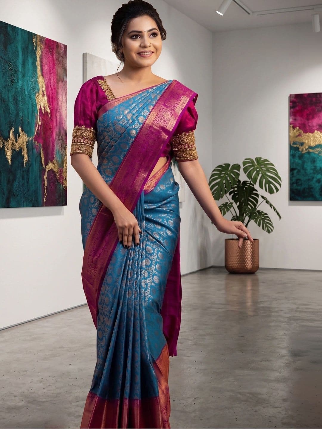Arozi Woven Design Zari Art Silk Banarasi Saree - view 1