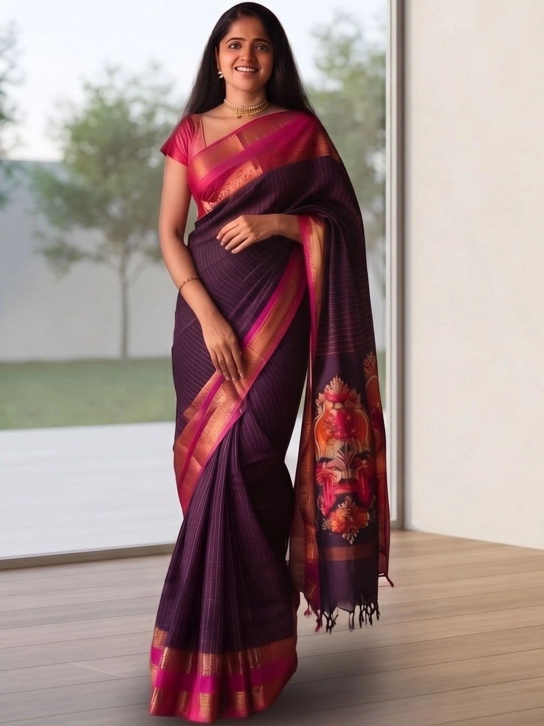 Bhagirath Fashion Striped Zari Art Silk Banarasi Saree - view 1