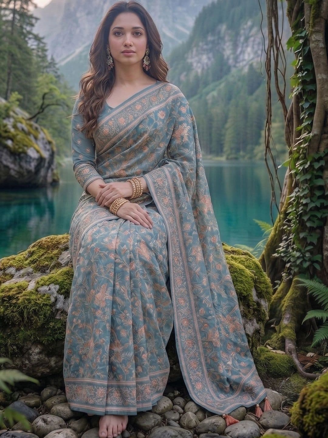GMK Fashions Women Floral Zari Linen Blend Saree thumbnail 2
