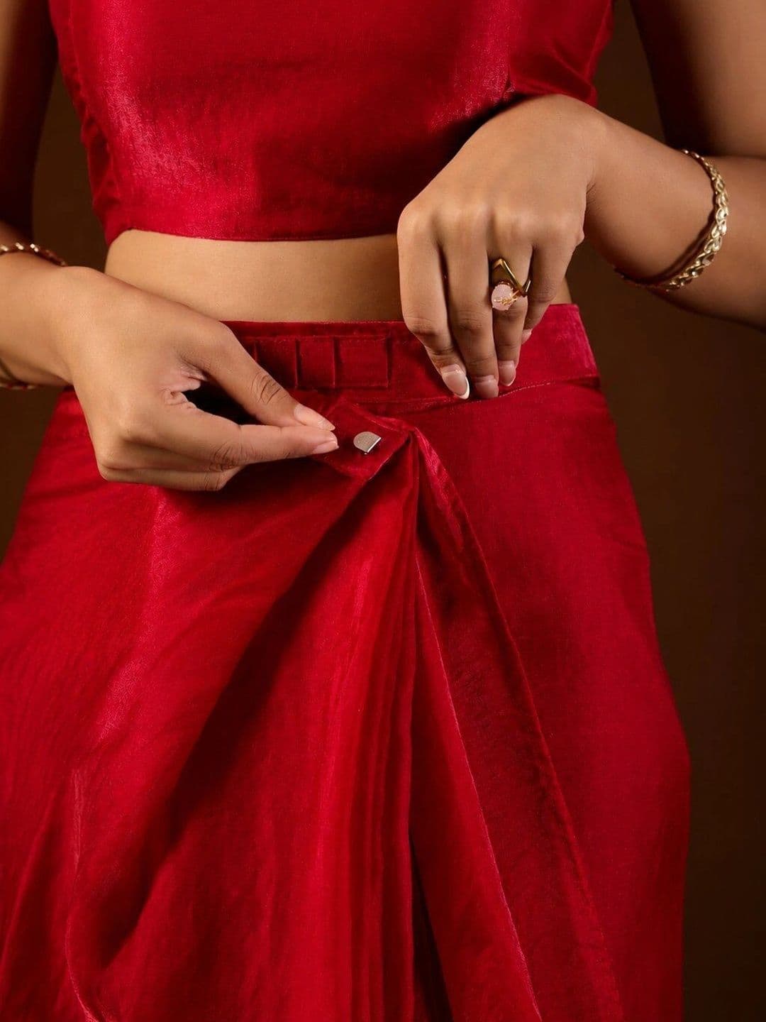 house of kk Beads and Stones Satin Designer Saree thumbnail 5
