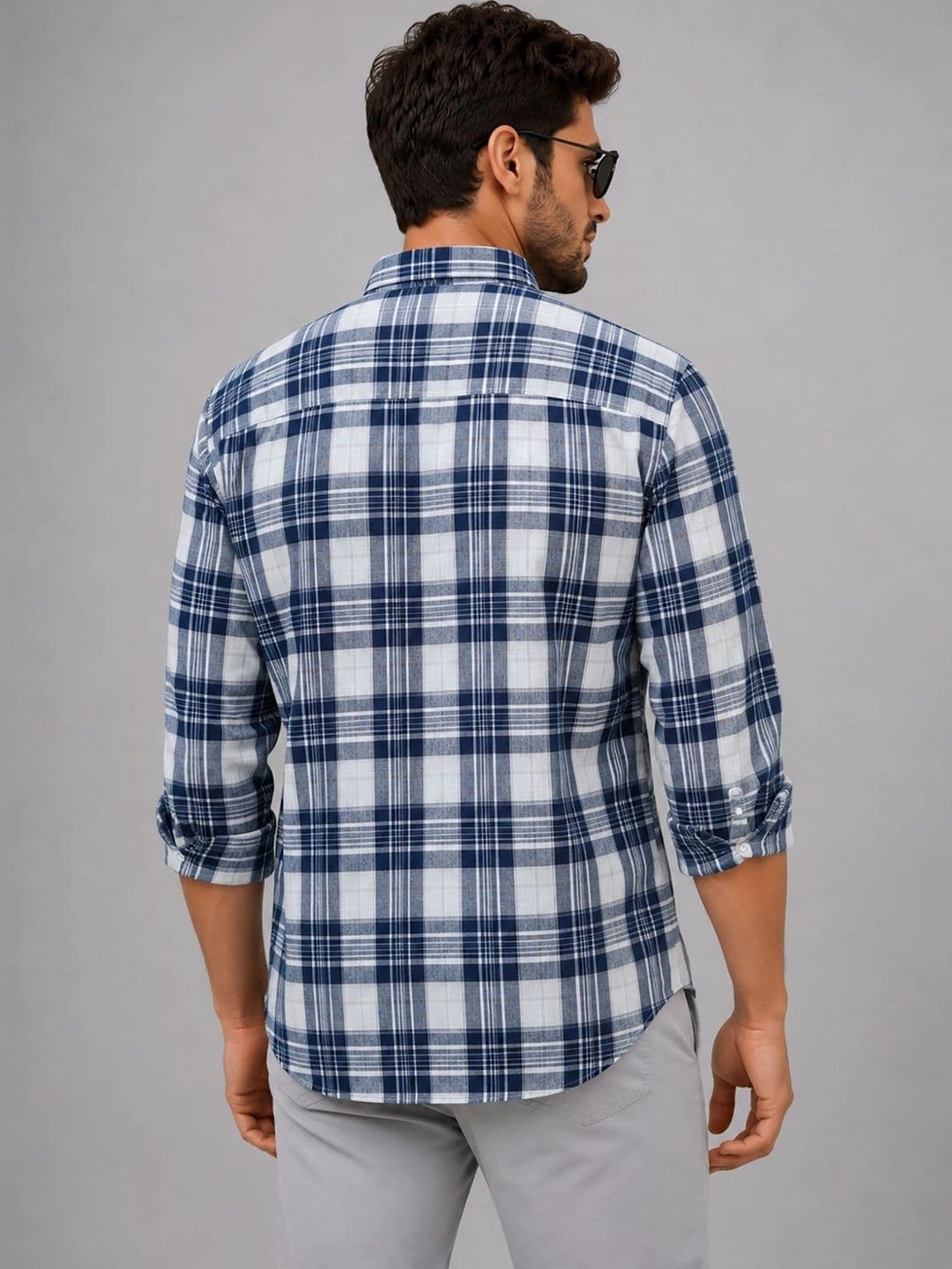 U.S. PITCHERS Men Modern Slim Fit Tartan Checks Checked Casual Shirt thumbnail 6